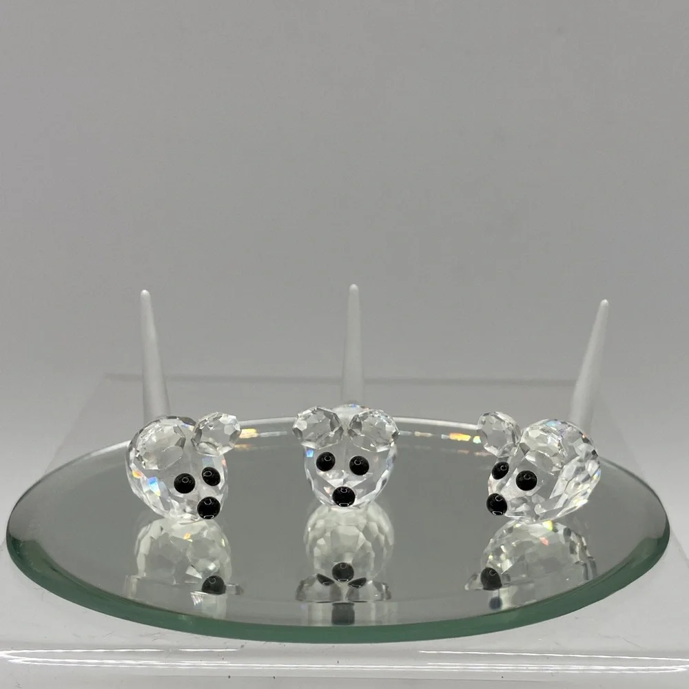 Swarovski Field Mice Set of 3 In A Summer Meadow Collection With Mirror Base